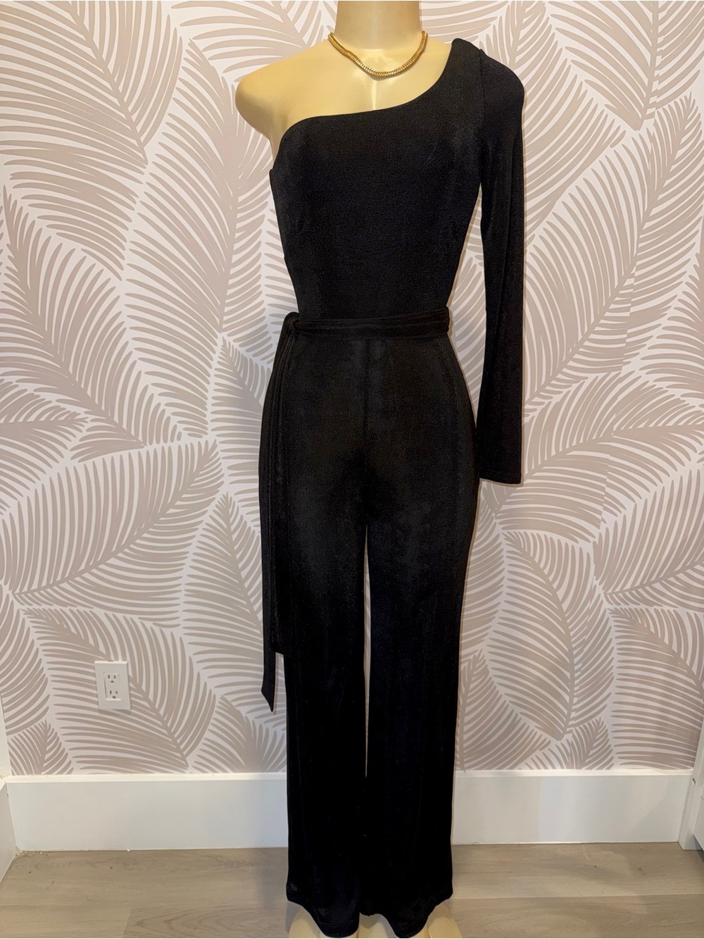 JLUXLABEL Black One-Shoulder Jumpsuit